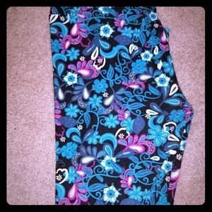 Lularoe TC paisley blue pink black leggings